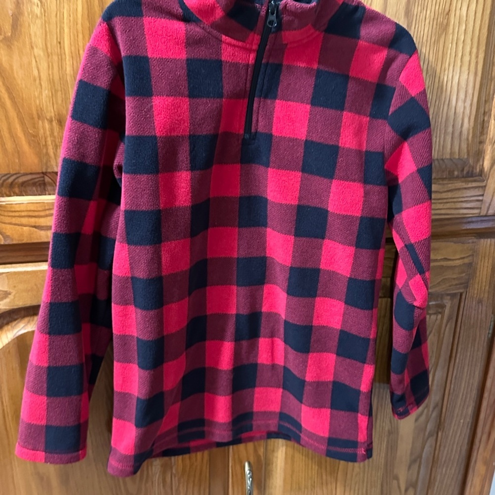 Place Kids/Boys Red and Black Plaid Fleece Pullover Size 14-16. NEW